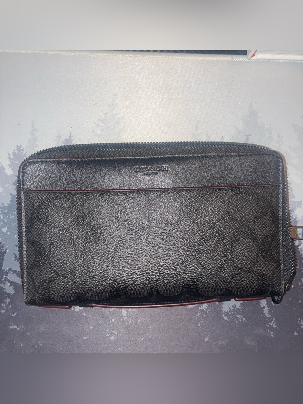 Original Coach Black oxblood Signature Zip Wallet Limited edition NewYork